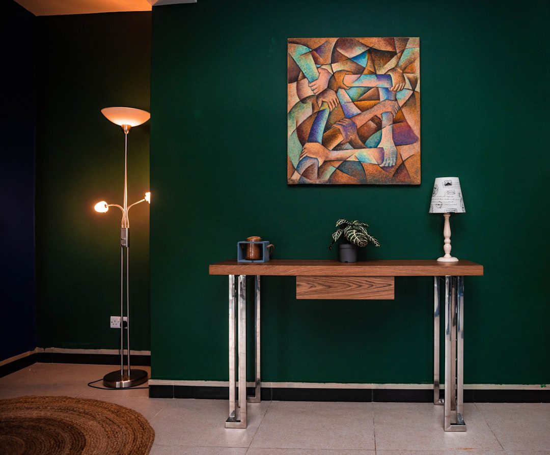 Elegant artwork placement near a modern home entrance