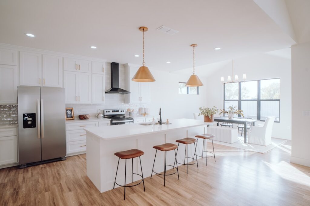 Warm modern kitchen representing South-East Vastu guidance
