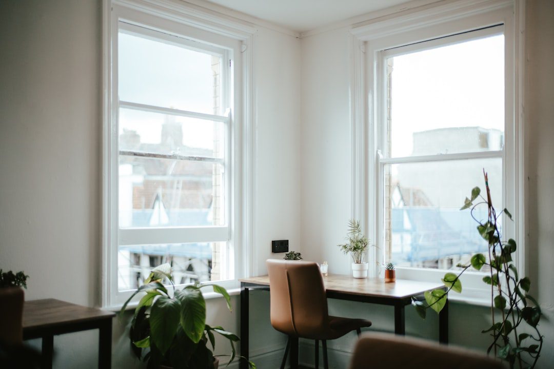 Well-organised study desk in a bright room