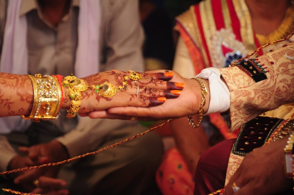 Indian wedding ceremony representing kundali match-making