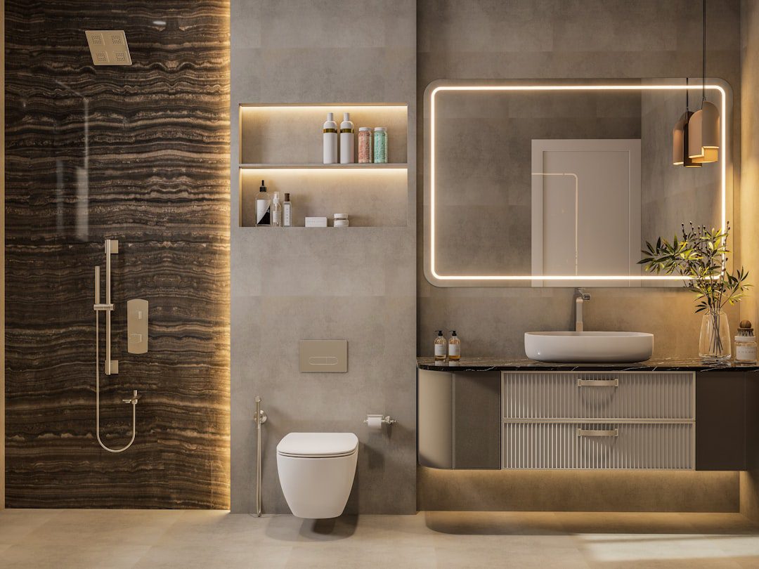 Modern bathroom interior for North washroom Vastu guidance