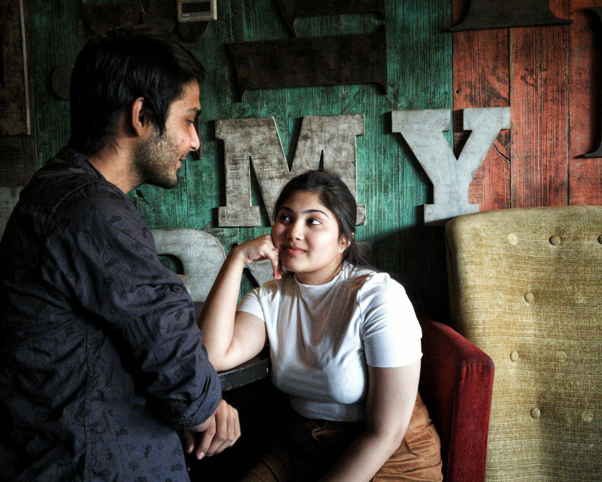 Indian couple having a thoughtful relationship conversation