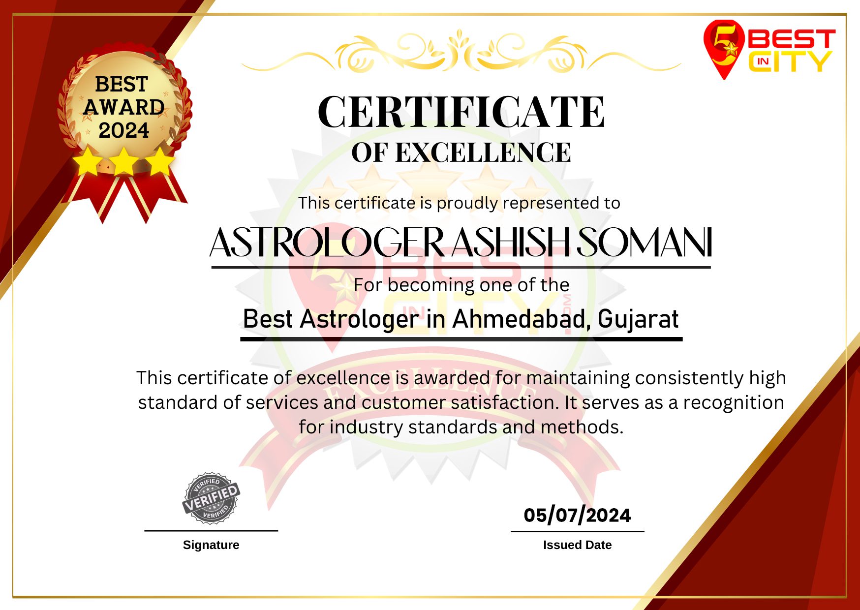 Certificate of Excellence