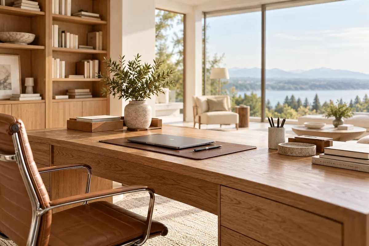 Organised executive workspace in a bright room
