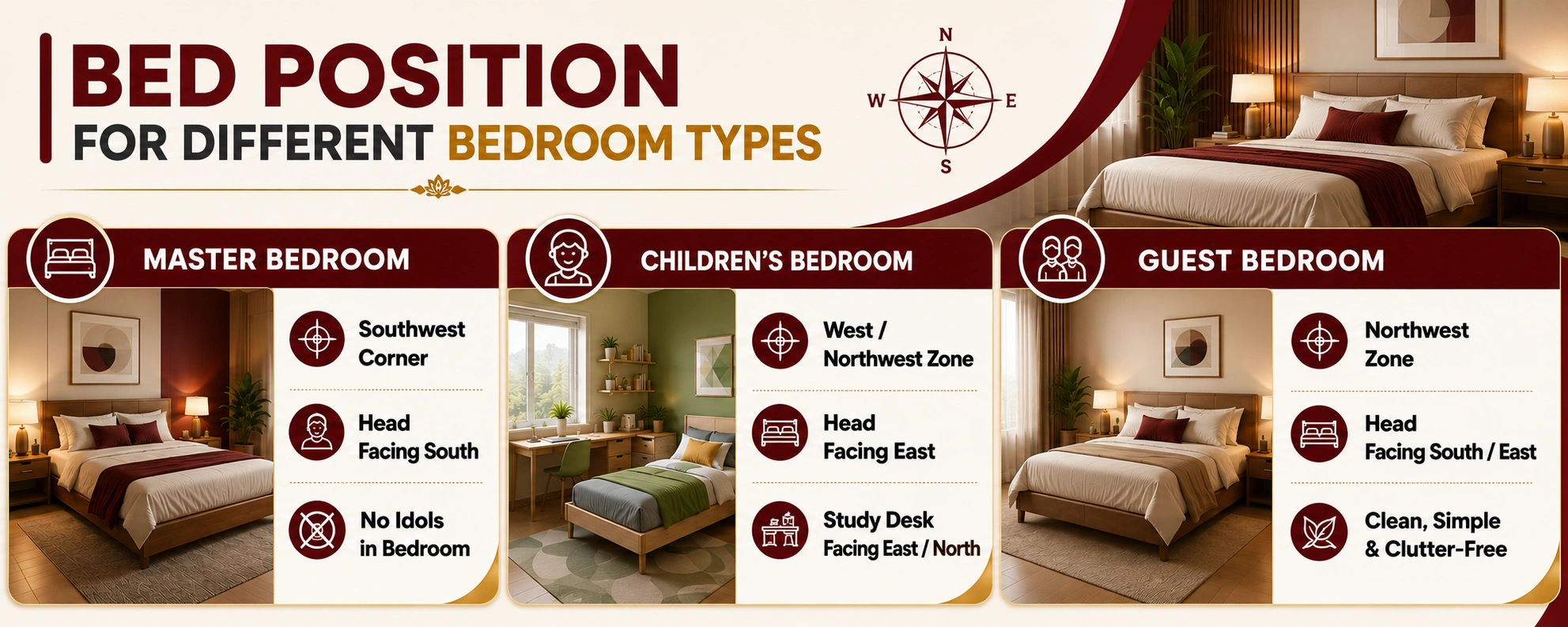 Bed Position for Different Bedroom Types 