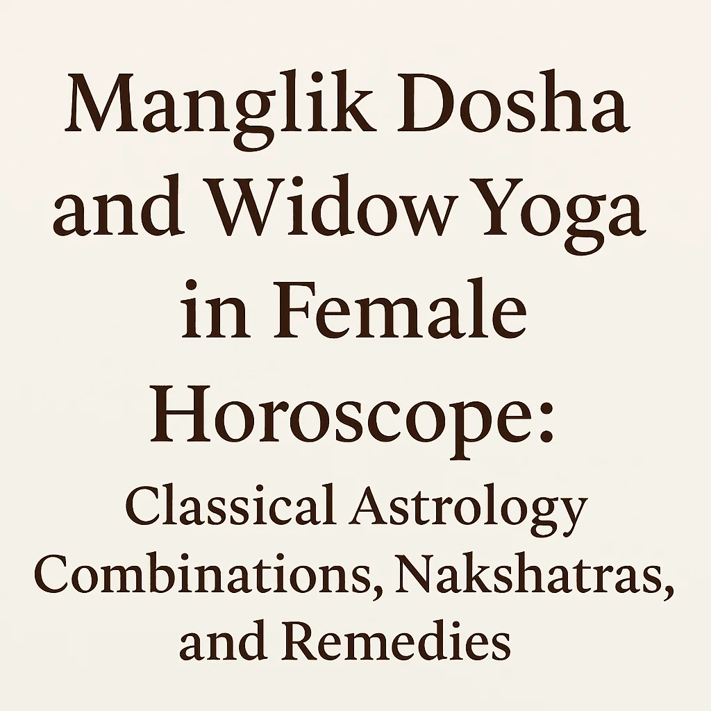 Manglik Dosha and Widow Yoga in Female Horoscope: Classical Astrology Combinations, Nakshatras, and Remedies