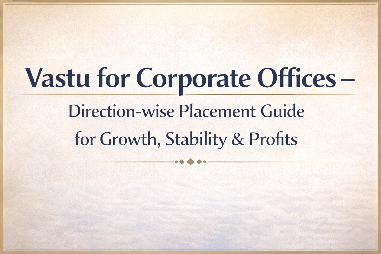 Vastu for Corporate Offices – Direction-wise Placement Guide for Growth, Stability & Profits