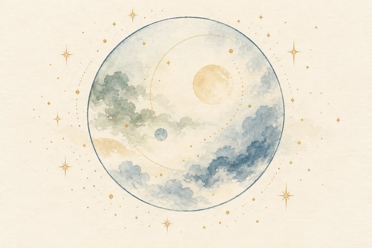 Subtle symbolic circle and star points on ivory paper
